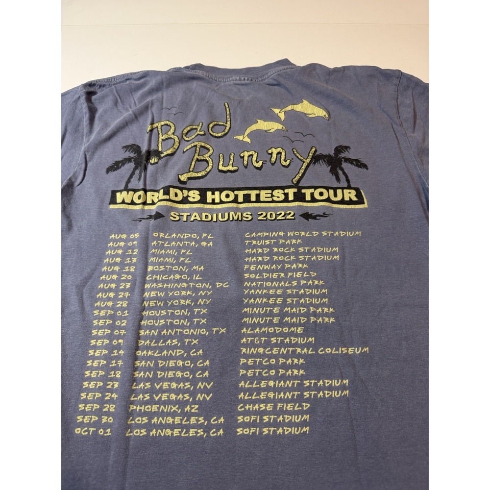 Bad Bunny 2022 World's Hottest Tour OFFICIAL MERCH Blue Size Medium - Picture 4 of 7
